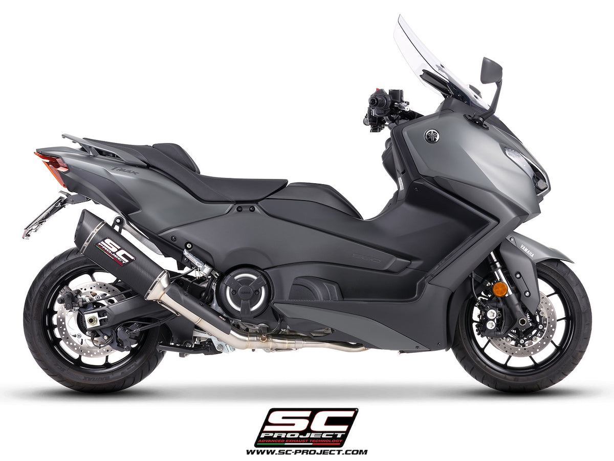 YAMAHA TMAX 560 (2025 - 2026) 2-1 Stainless steel full exhaust system, with SC1-R carbon fibre exhaust