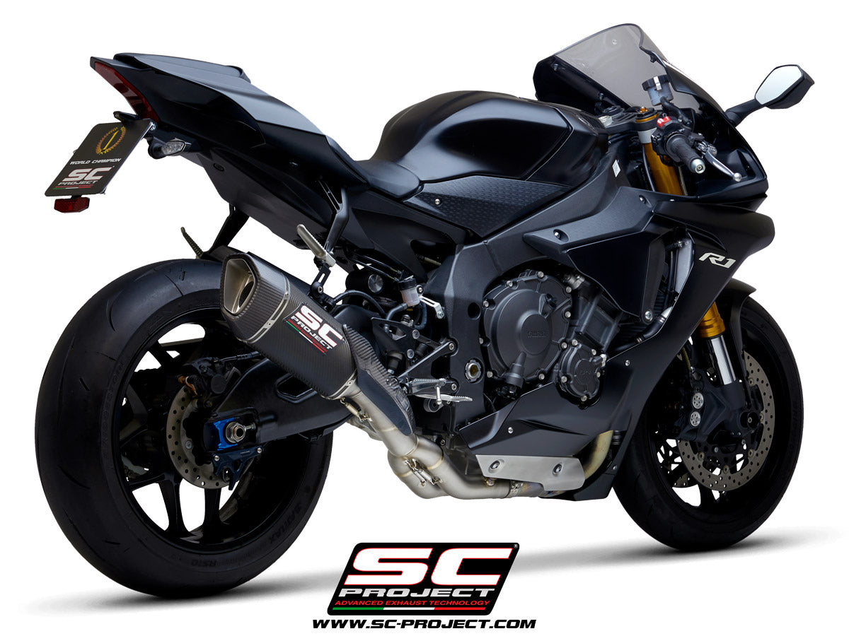 YAMAHA YZF R1 (2021-2025) - R1M SC1-R Muffler, with carbon fibre end cap, with de-cat link pipe