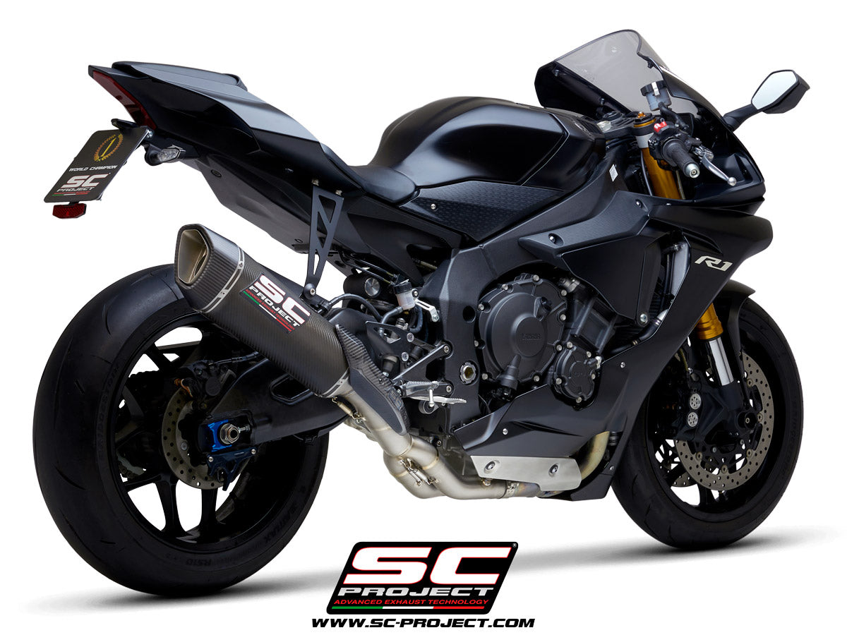 YAMAHA YZF R1 (2026) - R1M SC1-R Muffler, with carbon fibre end cap, with de-cat link pipe
