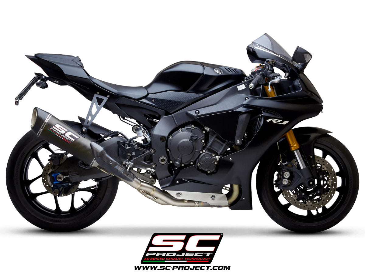 YAMAHA YZF R1 (2021-2025) - R1M SC1-R Muffler, with carbon fibre end cap, with de-cat link pipe
