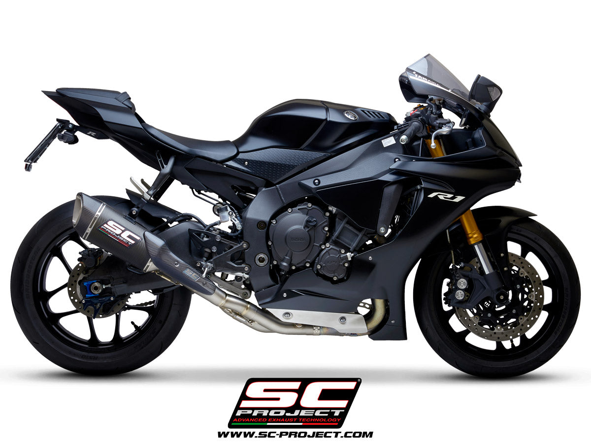 YAMAHA YZF R1 (2026) - R1M SC1-R Muffler, with carbon fibre end cap, with de-cat link pipe