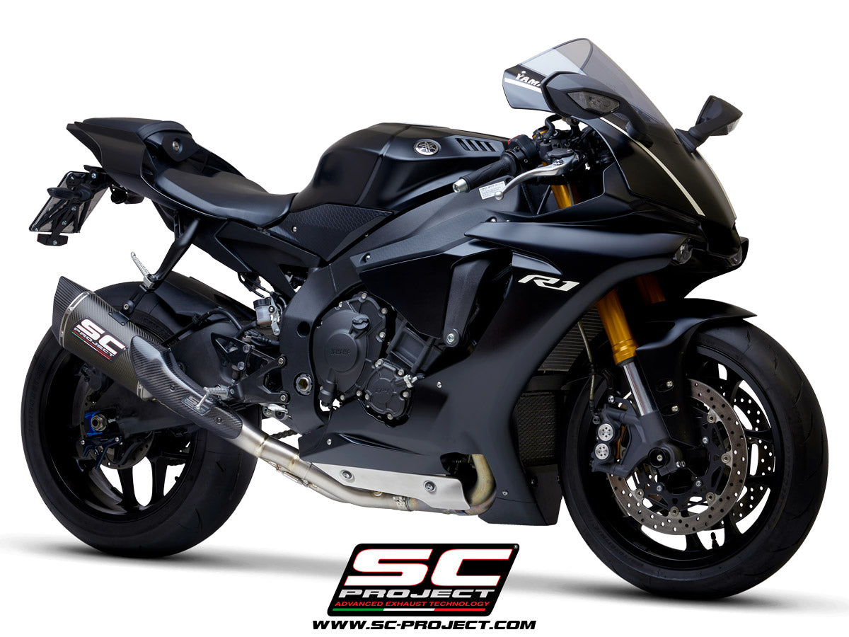 YAMAHA YZF R1 (2021-2025) - R1M SC1-R Muffler, with carbon fibre end cap, with de-cat link pipe